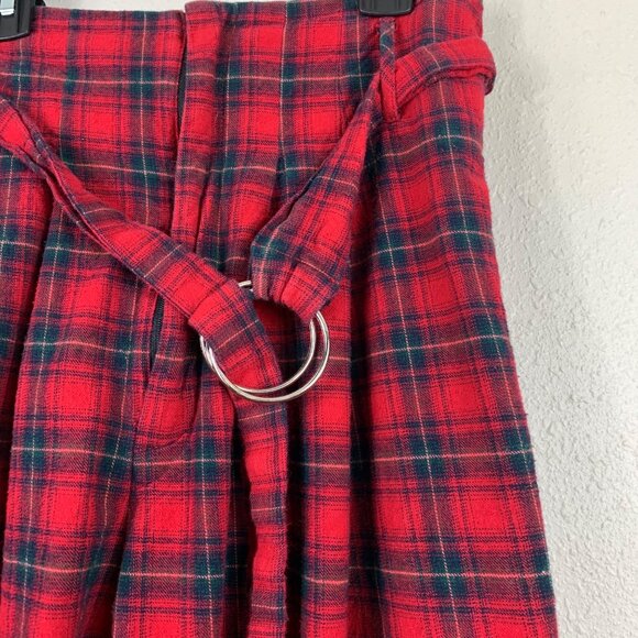 Seek the Label Women’s Red Plaid Belted High-rise Pants - Size Medium - Picture 3 of 8